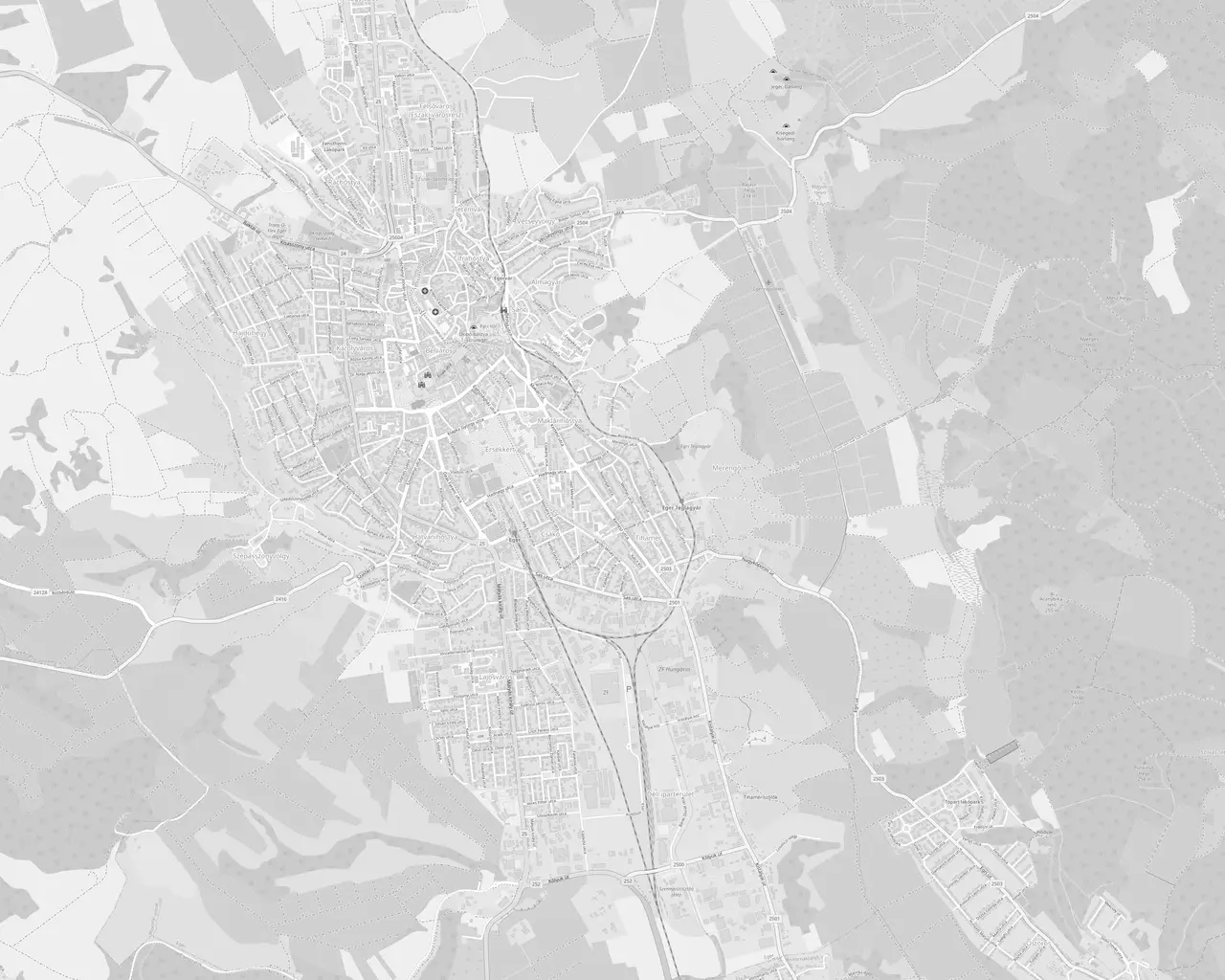 Map of Eger with the winery locations
